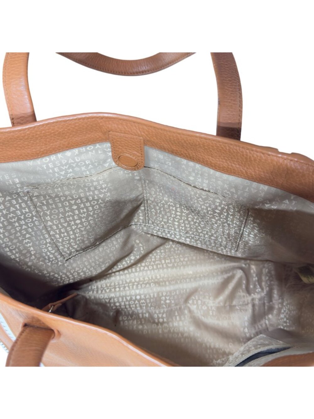 KATE SPADE New York Sheffield Dorma Brown Leather Tote White/Black Trim Detail - Picture 10 of 13